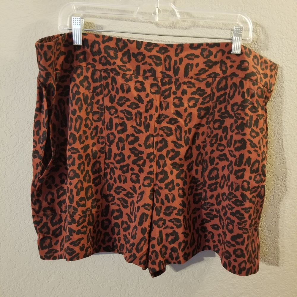 Nine West Womens‎ New Brown/Black Animal Print Midrise Pull-On Shorts XXL